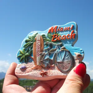 Florida-Souvenirs-Wholesale Refrigerator Magnets Orlando Bulk Wholesale Customized Logo Destin 3D Florida Fridge Magnet Souvenir
