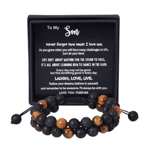 Natural Tiger's Eye Agate <b>Bracelet</b> For Men Woven <b>Adjustable</b> Magnetic Yoga Bead Gift Jewelry - Product Image 1