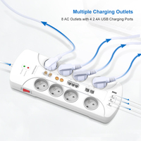 Vastfafa Best-seller, multiprise avec protection contre les surtensions, 16A, 8 prises, 4 ports USB, prise européenne, multifonction