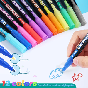 Stylos à <span class=keywords><strong>dessin</strong></span> permanents imperméables à paillettes <span class=keywords><strong>effet</strong></span> surligneur 12 couleurs Papier Artriink PA-102 - Product Image 4