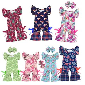 Türük Yiyuan giysi 6 baskı bebek romper bodysuit tulum 6-24m bebek çocuklar için yenidoğan bebek giysileri tulum ile saç bandı seti