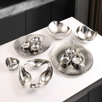 Assiette de service en acier inoxydable 304, assiettes à dessert réutilisables, bol à fruits 3 en 1, assiette à fruits pour réfrigérateur, plateau à collations simple