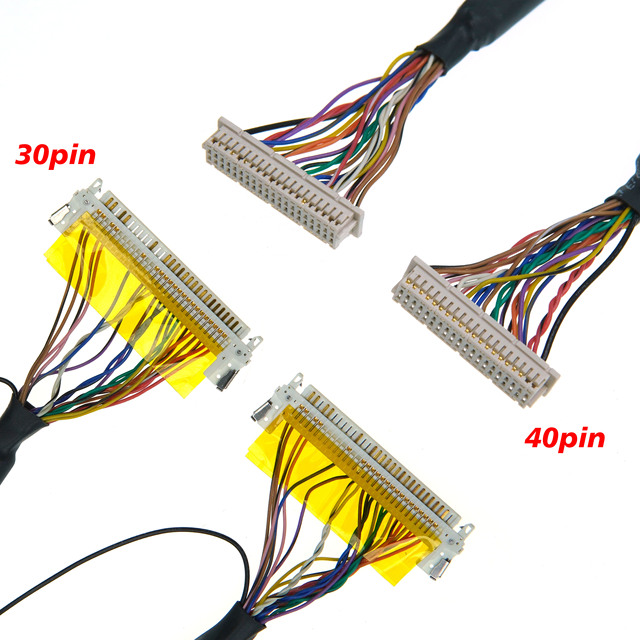 OEM DF20A-40DS-1C to FI-X30HL LVDS Cable With Black Sleeve Ground Wire for LCD Monitor Industrial Display Mainboard Connection