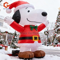Personnages de dessins animés gonflables Snoopy de Noël, mascotte de chien Snoopy gonflable géante personnalisée pour la publicité en plein air