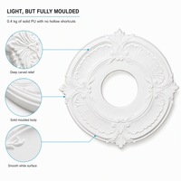 Médaillon de plafond en PU léger 0,4 kg, roseau de plafond sculpté rond, panneau central pour lustre et éclairage de plafond