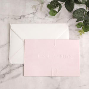 サンプルのエンボス加工された結婚式の招待状のスーツ封筒付きの厚いレタープレスサンキューカード - Product Image 3