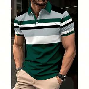 Top vente hommes décontracté impression 3D chemise de Golf à manches courtes boutonné coupe régulière polo pour printemps été automne - Product Image 1