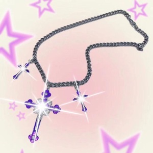 Collar de Cruz Estilo Punk, Aleación en Rosa, Negro y Morado, Chapado en Acero de Titanio, Cadena Lateral, Verano 2024, Origen Yiwu - Product Image 4