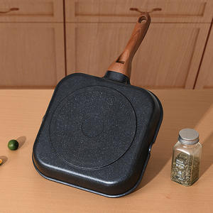 Poêle à frire rectangulaire antiadhésive en pierre Maifan 24 cm pour cuisson de steaks, nettoyage facile, lavage à la main uniquement - Product Image 2