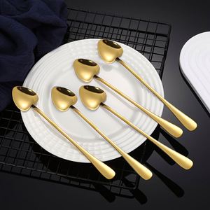 Cuillère à thé en acier inoxydable à long manche en forme de cœur, cuillère à glace, cuillère à cocktail pour fêtes, anniversaires, cadeau – Vente en gros - Product Image 4