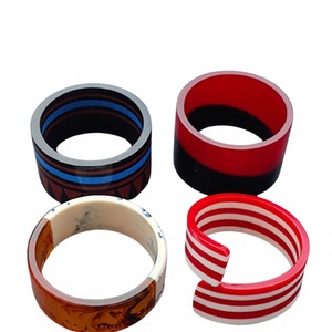 Best Resin <b>Bangle</b> Cuffs Fashion Artistic Jewelry Round Shape Red Black Blue Striped Pattern Casting Technique Gifts for Woman - Product Image 2