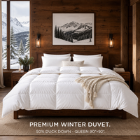 Couette extra chaude 50% duvet de canard blanc, taille Queen, matelassée en boîte, en coton anti-duvet, épaisse, vente en gros
