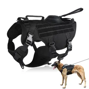 KINYU 2024 NEW Harness 3.0 Molle Auto-Lock Control Hybrid System Retractable 2 in 1 Tactical Dog Harness With Built in Leash