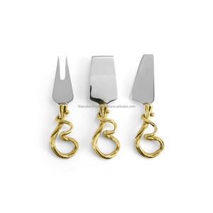 Juego de Herramientas de acero inoxidable para queso con plataforma dorada, utensilios de cocina con mango hecho a mano, estilo occidental - Product Image 4