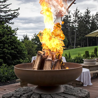 YIJIE Brasero Chauffant Personnalisé pour Jardin, Style Rustique en Acier Corten, Gaz Naturel, Revêtement Poudré, Table de Cuisson Extérieure