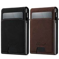 SUTENI Luxe Faux Cuir Fente pour Carte Portefeuille Flip Cover Button Stand Card Box Presser le Bouton Éjecte automatiquement la Carte