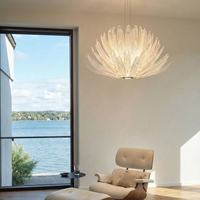 Lustre design nordique en verre de Murano, style ligne de pêche, éclairage tricolore, pour salon – style luxe haut de gamme, finition chromée artistique 360
