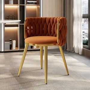 <span class=keywords><strong>NOVA</strong></span> Nordic Orange Salon Loisirs Fauteuil Avec Velours Rembourré Moderne Café Incurvé Dossier Boucle À Manger Chaises - Product Image 2