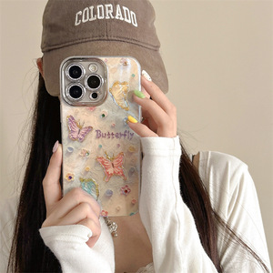 Bao Gồm Tất Cả Gió Rhinestone Bướm Điện Thoại Di Động Trường Hợp Đối Với Phụ Nữ Drop-Resistant TPU Bìa Tương Thích Đối Với Apple Cho iPhone 15 - Product Image 2