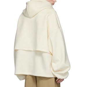 En <span class=keywords><strong>blanco</strong></span> sudaderas con capucha de manga larga <span class=keywords><strong>jersey</strong></span> de gran tamaño unisex Sudadera con capucha - Product Image 3