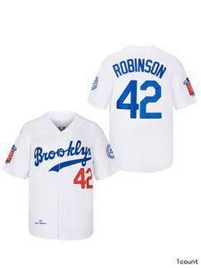 Maillot de baseball de Brooklyn, best-seller, <span class=keywords><strong>Jackie</strong></span> <span class=keywords><strong>Robinson</strong></span> # 42 Vintage Brodé Rétro Hip Hop Noir Style Boyfriend - Product Image 3