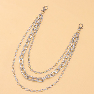 Chaîne de pantalon multicouche en argent tibétain gaufré, accessoire unisexe pour hip-hop et danse de rue, blanc K - Product Image 6