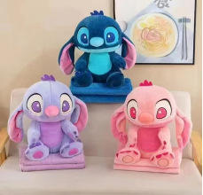Megan grosir selimut AC gambar kartun imut Stitch mainan mewah Pink biru Lilo Stitch bantal sofa - Product Image 6