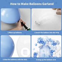 Kit d'arche de guirlande de ballons chromés bleus, bleu clair et blanc pour anniversaire, mariage, baby shower
