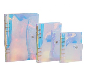 2021 Korean Style Girl's Refillable Waterproof Laser Cover 6 Rings Loose Leaf Binder PVC Notebook Cover