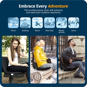 Asiento de estadio reclinable plegable para acampar al aire libre, cojín impermeable, silla ajustable de 6 posiciones, soporte trasero, asientos de blanqueador de <span class=keywords><strong>Picnic</strong></span> - Product Image 6