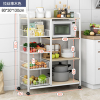 Chariot de cuisine multifonctionnel en acier inoxydable au design moderne 2026, support de rangement sur pied pour four à micro-ondes et ustensiles de cuisine