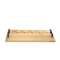 Plateau de service de bière en bois de pin massif naturel inachevé fait à la main support de verre à liqueur avec poignée en métal