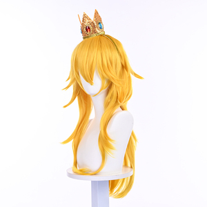 Anime Biki, Princesa, <span class=keywords><strong>Super</strong></span> <span class=keywords><strong>Mario</strong></span>, pelo largo ligeramente rizado en capas hacia arriba, melocotón, Peluca <span class=keywords><strong>de</strong></span> Cosplay - Product Image 3