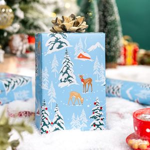 Rollo de papel de regalo navideño azul de 17 pulgadas x 32.8 pies, doble cara, ecológico, para regalos de Navidad y Año Nuevo. - Product Image 2