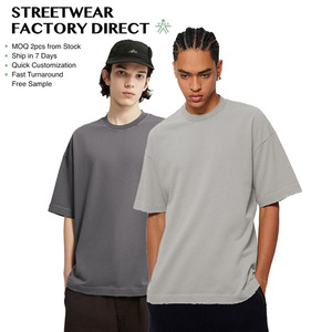 T-<span class=keywords><strong>shirt</strong></span> Oversize Personalizzata in Cotone Pesante, Stile <span class=keywords><strong>Vintage</strong></span> Hip Hop, Maglietta Semplice da Uomo 280g - Product Image 1