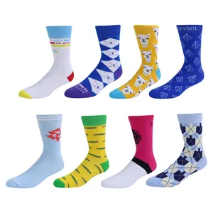 High Socks Customized Wholesale Logo Design Bamboo Socken Chaussette High Quality Fashion Colorful Happy Funny Crew Cotton Men Socks
