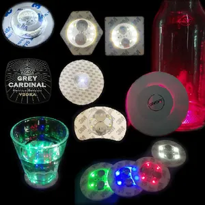 नई डिजाइन कप 3 3M ईवा एलईडी कोस्टर एलईडी चमकती बोतल नीचे पैड प्रकाश अप प्रोमो पेय प्रकाश स्टीकर का नेतृत्व किया बोतल के लिए