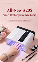 Lampe à ongles UV LED intelligente rechargeable sans fil, durcissement indolore du gel, 4 modes de minuterie (30s, 60s, 90s, 99s), mode basse température, affichage LED