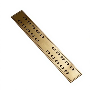 Rejilla de drenaje lineal para ducha, de acero inoxidable, color oro cepillado, rectangular, para baño - Product Image 6