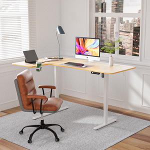 Bestseller per Amazon 90 ° da tavolo a forma di L motore singolo elettrico regolabile in altezza moderna alta qualità ufficio tavolo da scrivania - Product Image 4