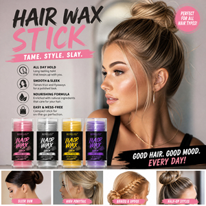 Cire coiffante naturelle et bio en <span class=keywords><strong>stick</strong></span> – 4 types : fini mat/fort/naturel/fixant pour dompter les mèches rebelles, contrôler les bords et un coiffage lisse et rétro. - Product Image 1