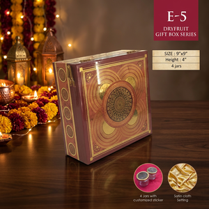 Caja de Regalo Artesanal para Frutos Secos, 9x9 Pulgadas, 4 Frascos, Diseño Artístico, Forro de Satén, Resina Premium, Diseño Tradicional - Product Image 4