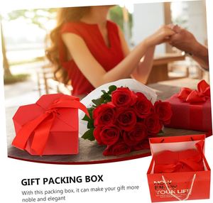Sang Trọng Bóng Gói Giấy Trường Hợp Đôi Cửa Từ Nắp Hộp Các Tông Màu Đỏ Hình Trái Tim Valentine Hộp Quà Tặng Với Ribbon - Product Image 4