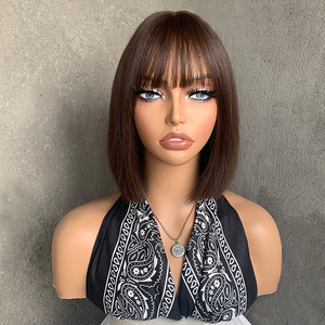 วิกผมบ๊อบสั้นสีน้ำตาลแบบซ้อนชั้น สำหรับผู้หญิง ความยาวประบ่า ทนความร้อน ทำจากเส้นใยสังเคราะห์ ดูเป็นธรรมชาติ ขายส่ง - Product Image 1