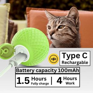 Jouet interactif pour chien et chat, balle roulante intelligente silencieuse en caoutchouc de luxe, rechargeable par USB - Product Image 6