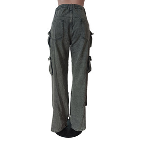 2024 donna con più tasche autunno inverno <span class=keywords><strong>Jeans</strong></span> vecchi pantaloni larghi da donna - Product Image 5