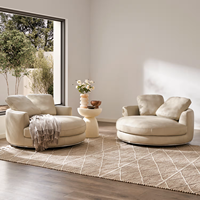 Fauteuil d'appoint pivotant sculptural [Contact Cuir pleine fleur] Fauteuil moelleux extra large pour la détente, style moderne et minimaliste pour chambre et salon