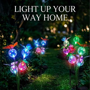 ไฟสวนรูปผีเสื้อพลังงานแสงอาทิตย์ LED เปลี่ยนสีได้ สำหรับตกแต่งสนามหญ้ากลางแจ้ง กันน้ำ พร้อมเสาปัก - Product Image 3