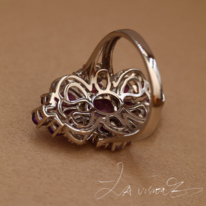 Bague vintage en alliage de la série Counterattack, incrustée d'améthyste naturelle et de saphir blanc synthétique - Product Image 2