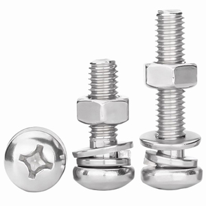 304 Stainless Steel Cross Pan Round Head Machine <b>Screw</b> and Nuts With <b>Flat</b> Washers Lock Washers M2 M2.5 M3 M4 M5 M6 - Product Image 1